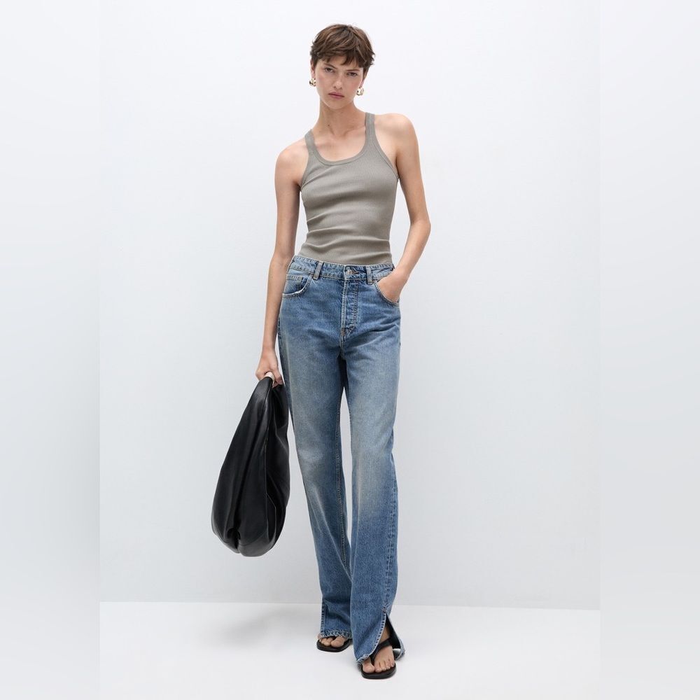 Mango knit‎ strap top gray size S NWT in packaging